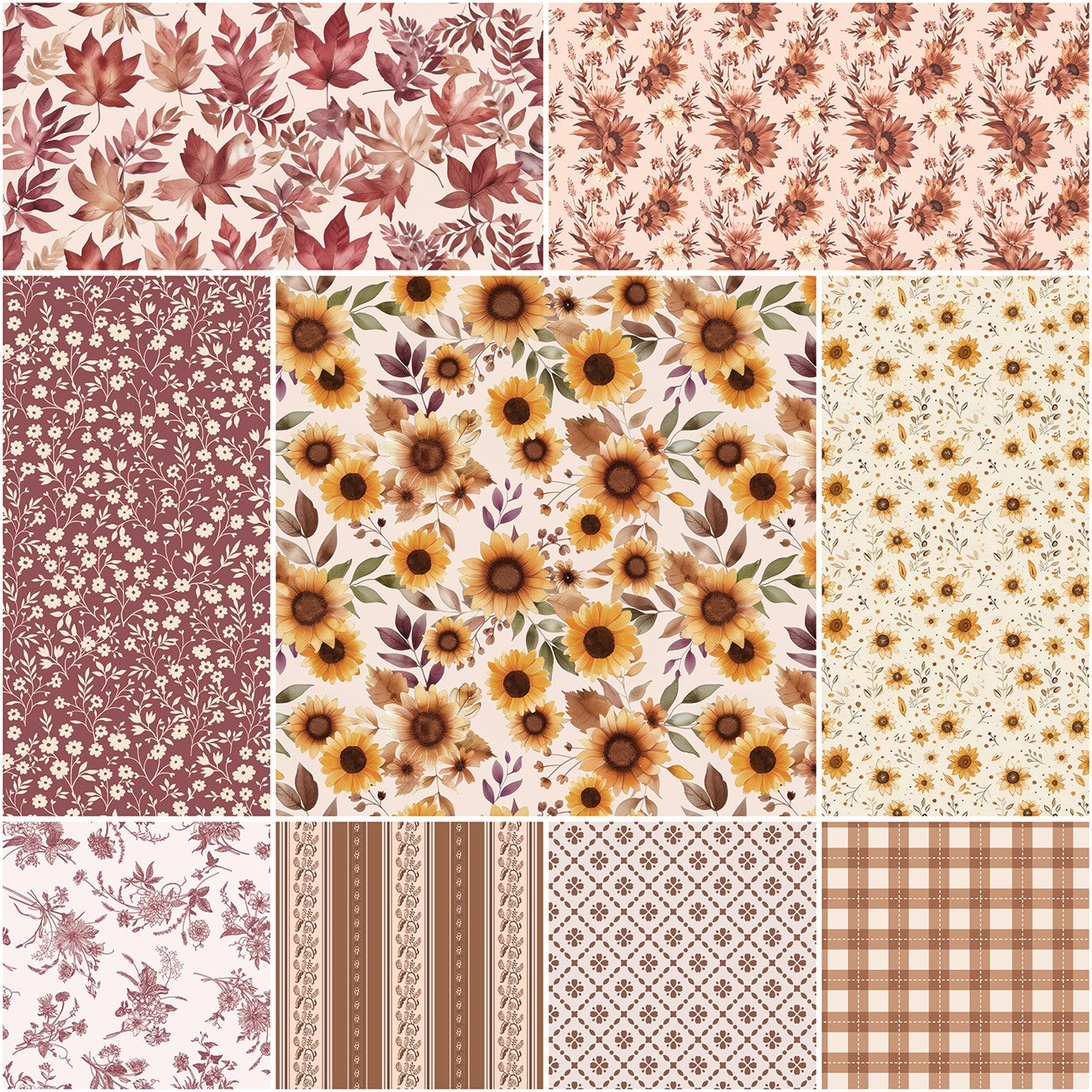 Harvest on the Prairie 1 Yard Bundle Latte, 9pcs