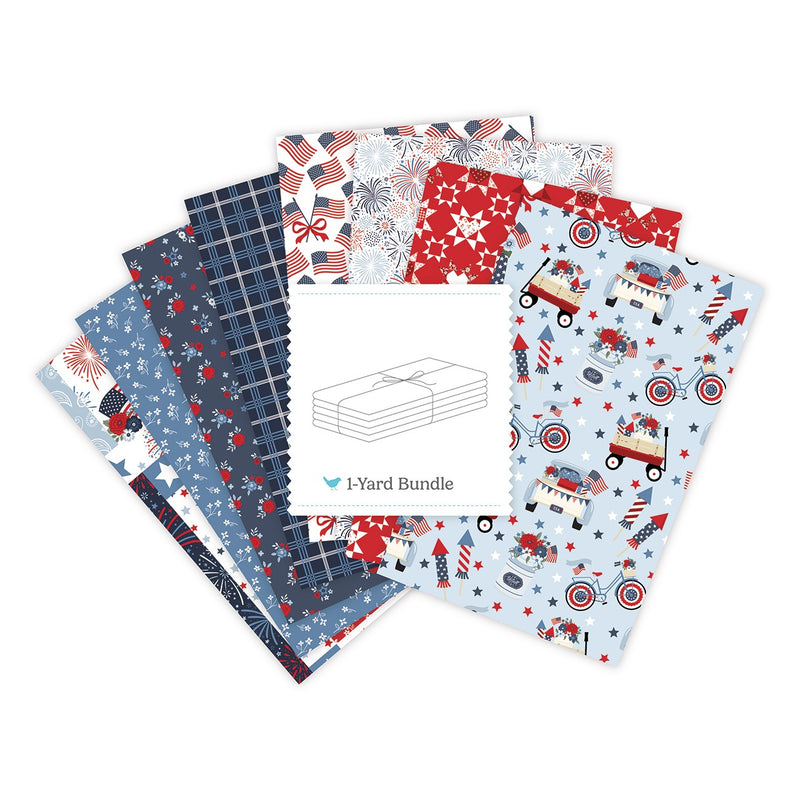 Hooray for the USA 1 Yard Bundle Light Blue, 8 Pcs.