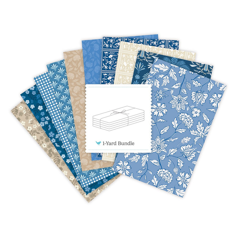 Palmetto Flower 1 Yard Bundle Blue, 10 Pcs.