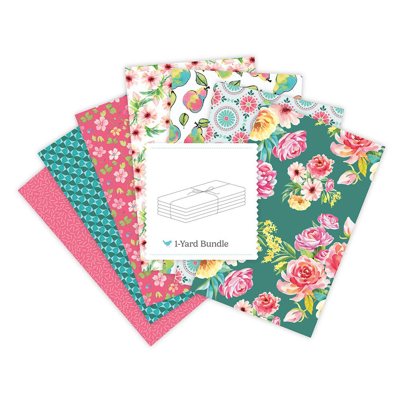 Peonies & Pears 1 Yard Bundle Green, 7 Pcs.