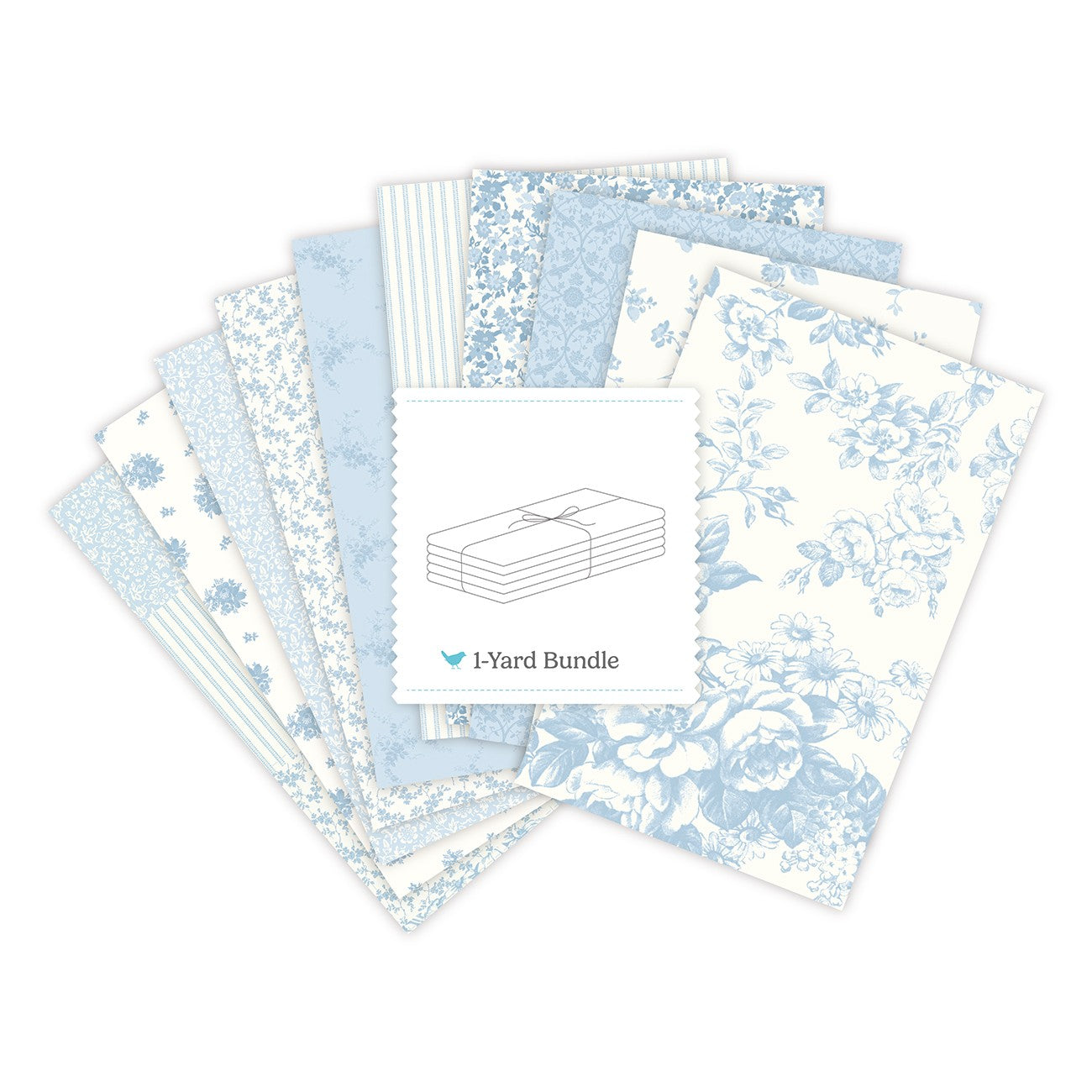 Rosewater Cottage 1 Yard Bundle Blue, 10 Pcs.