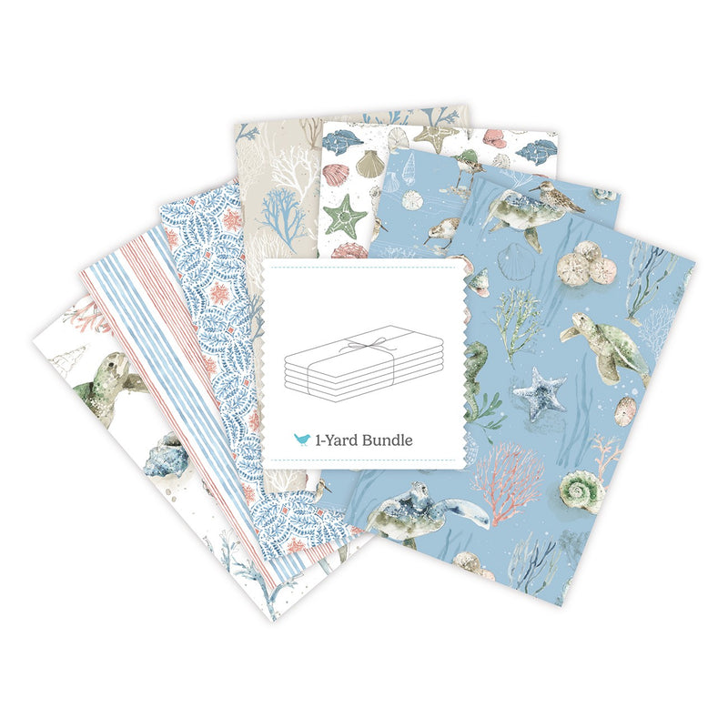 Sea Echoes 1 Yard Bundle Blue, 7 Pcs.