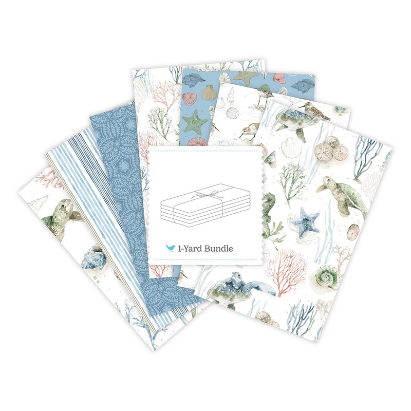 Sea Echoes 1 Yard Bundle White, 7 Pcs.