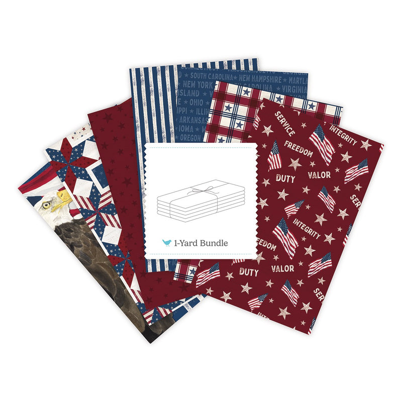 Valor Is Never Forgotten 1 Yard Bundle Red, 7 Pcs.
