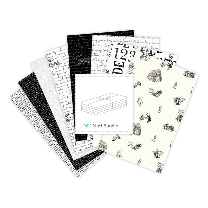 Good Book Basics 1 Yard Bundle Black and White, 8 Pcs.