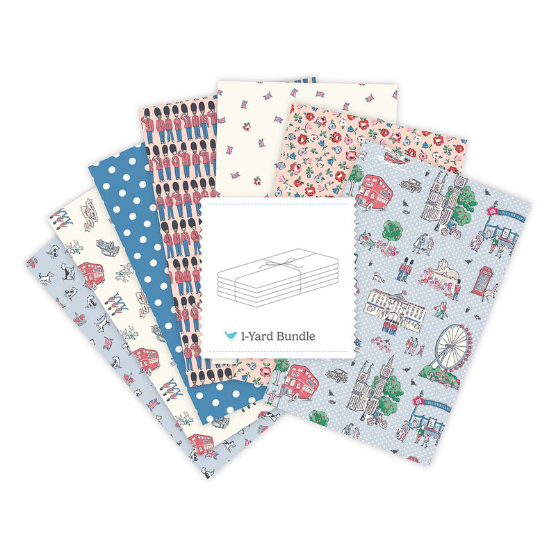 From London, With Love 1 Yard Bundle Light Blue, 7 Pcs.