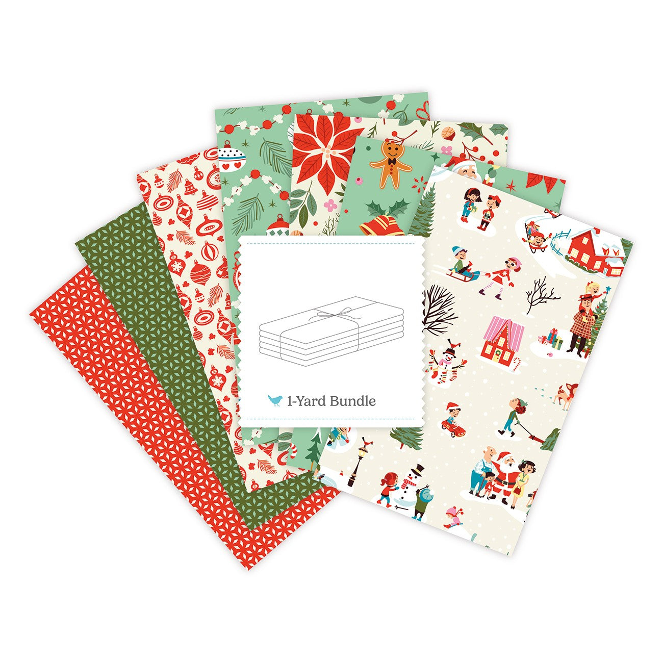 Christmas Cheer 1 Yard Bundle Cream, 7 Pcs.