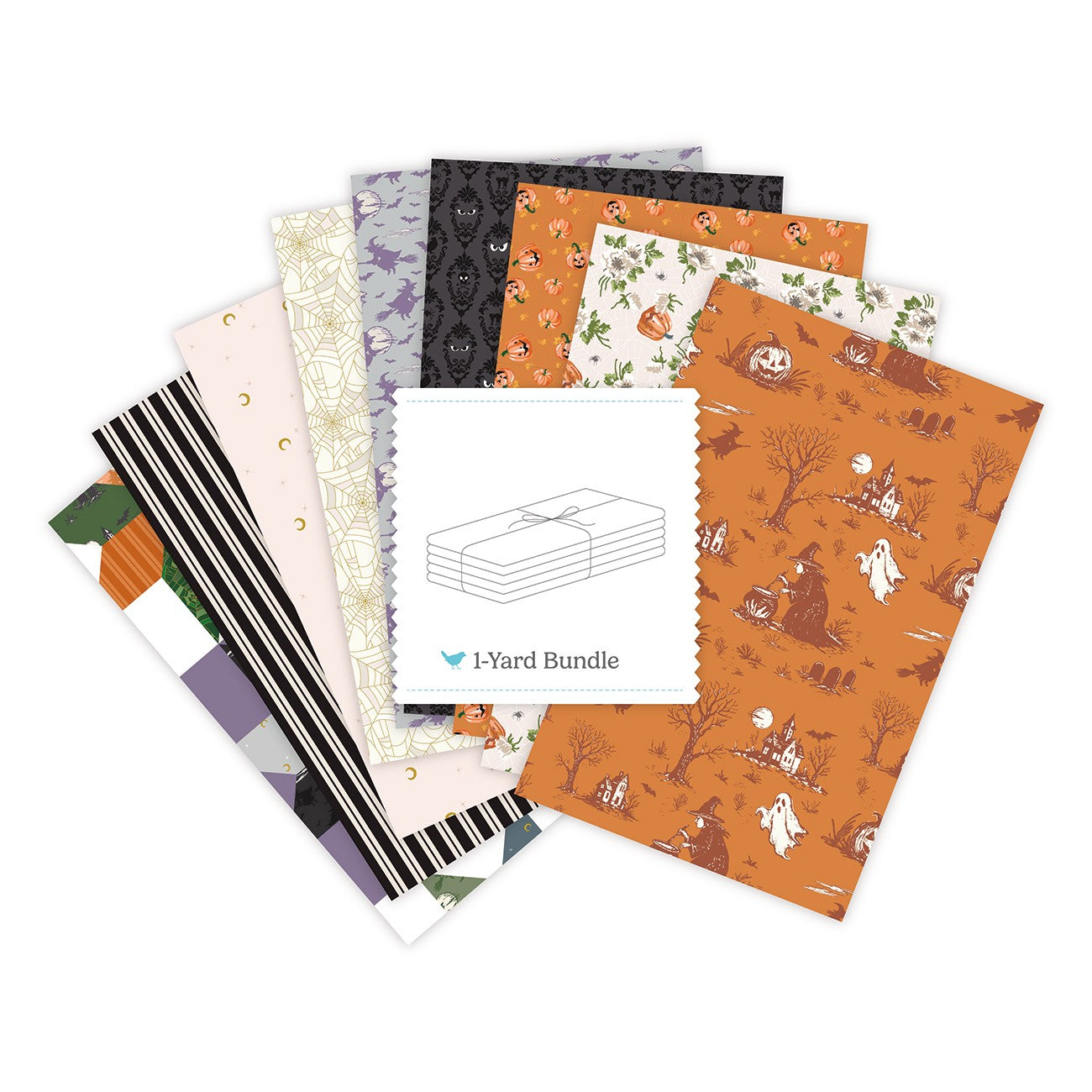 Cobweb Cottage 1 Yard Bundle Orange, 9 Pcs.