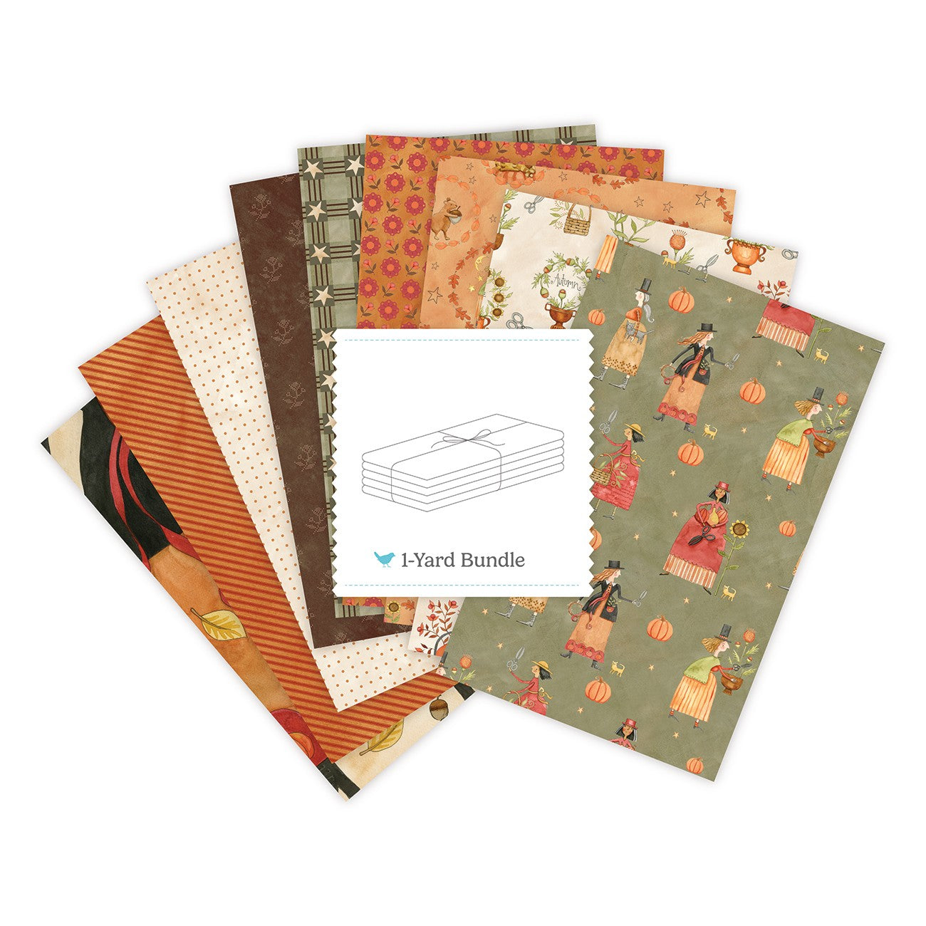 Feels Like Fall 1 Yard Bundle Green, 9 Pcs.