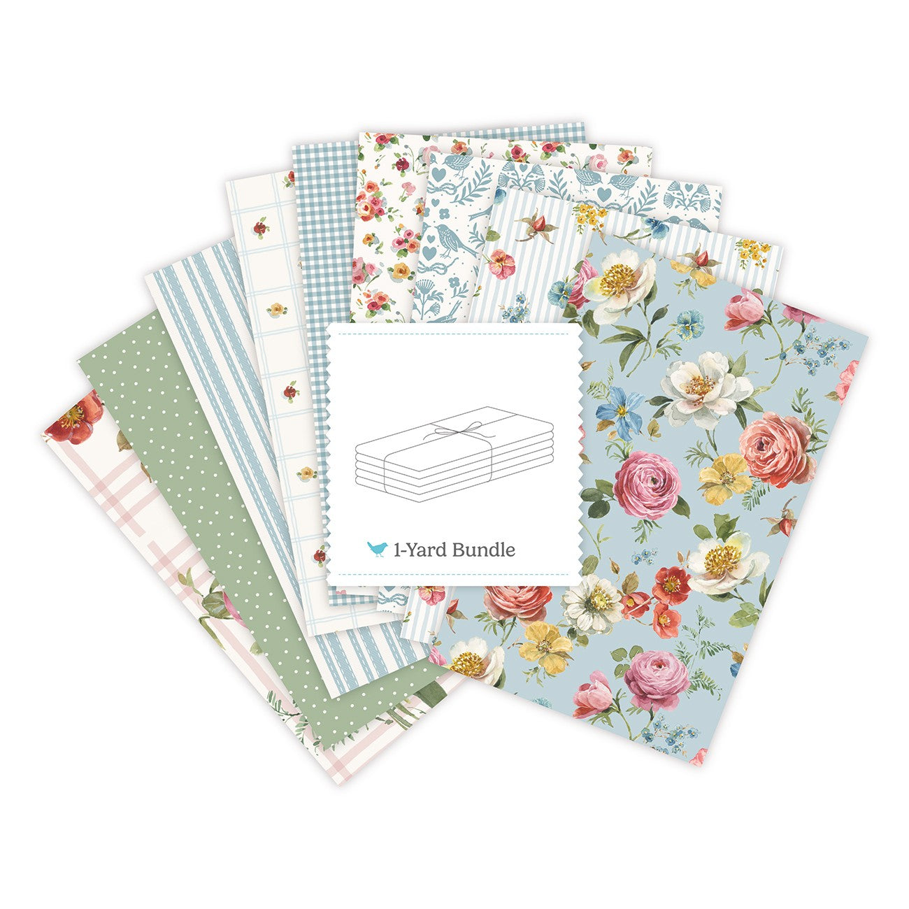 Little Garden Path 1 Yard Bundle Blue, 9 Pcs.