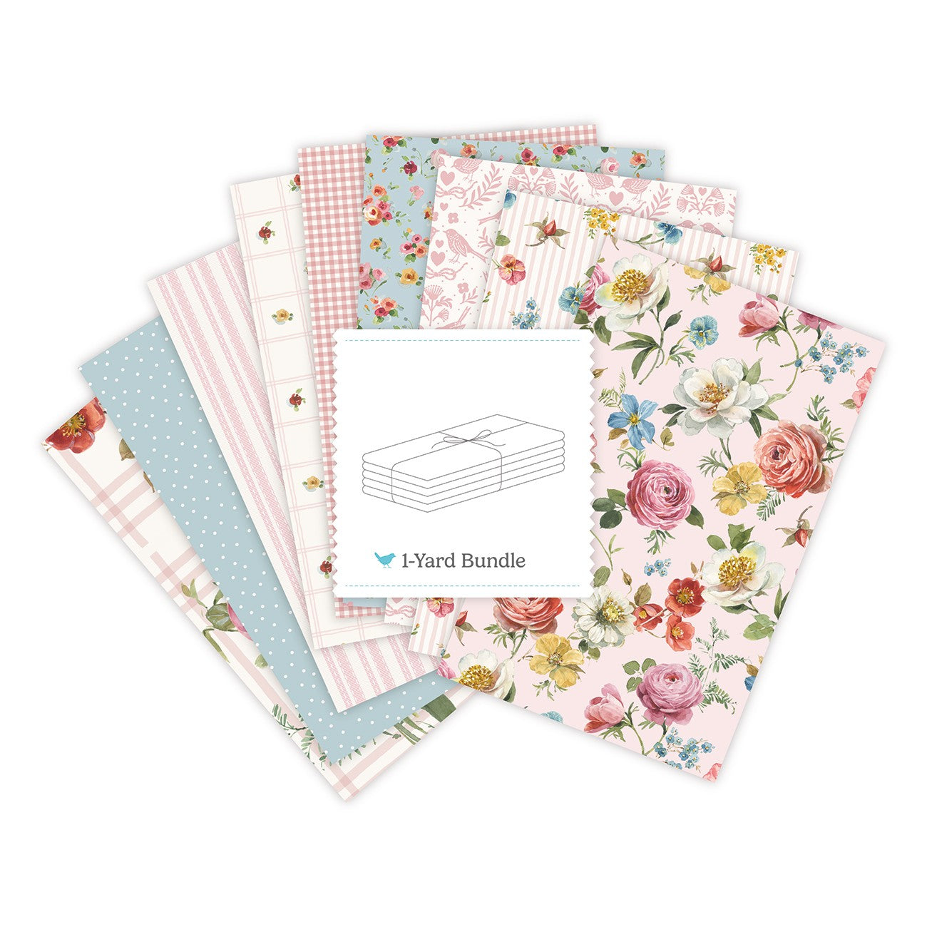 Little Garden Path 1 Yard Bundle Pink, 9 Pcs.