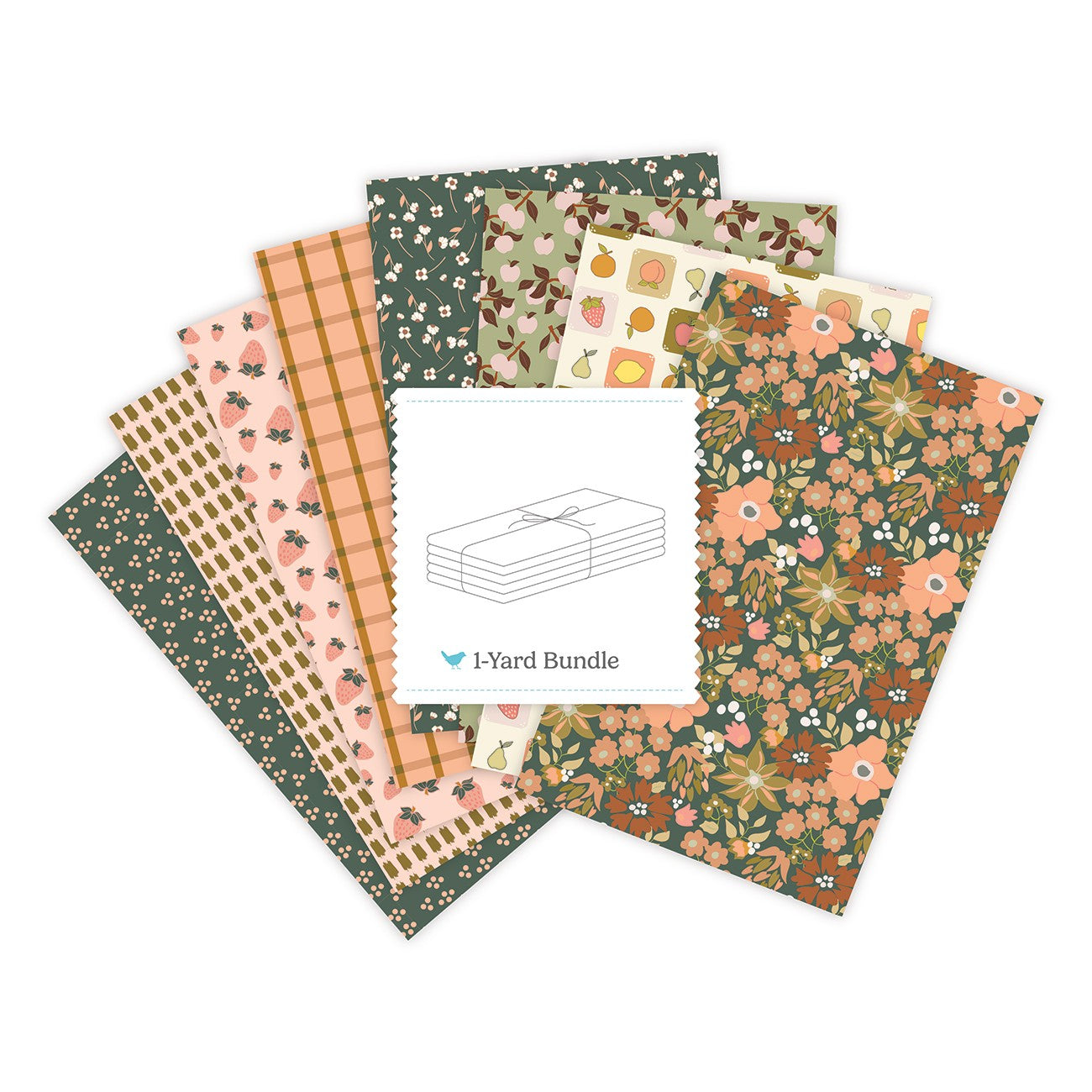 Orchard Blooms 1 Yard Bundle Green, 8 Pcs.