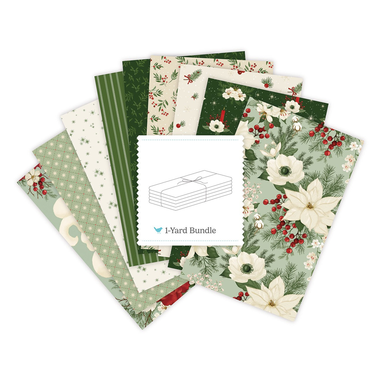 Peace on Earth 1 Yard Bundle Light Green, 9 Pcs.