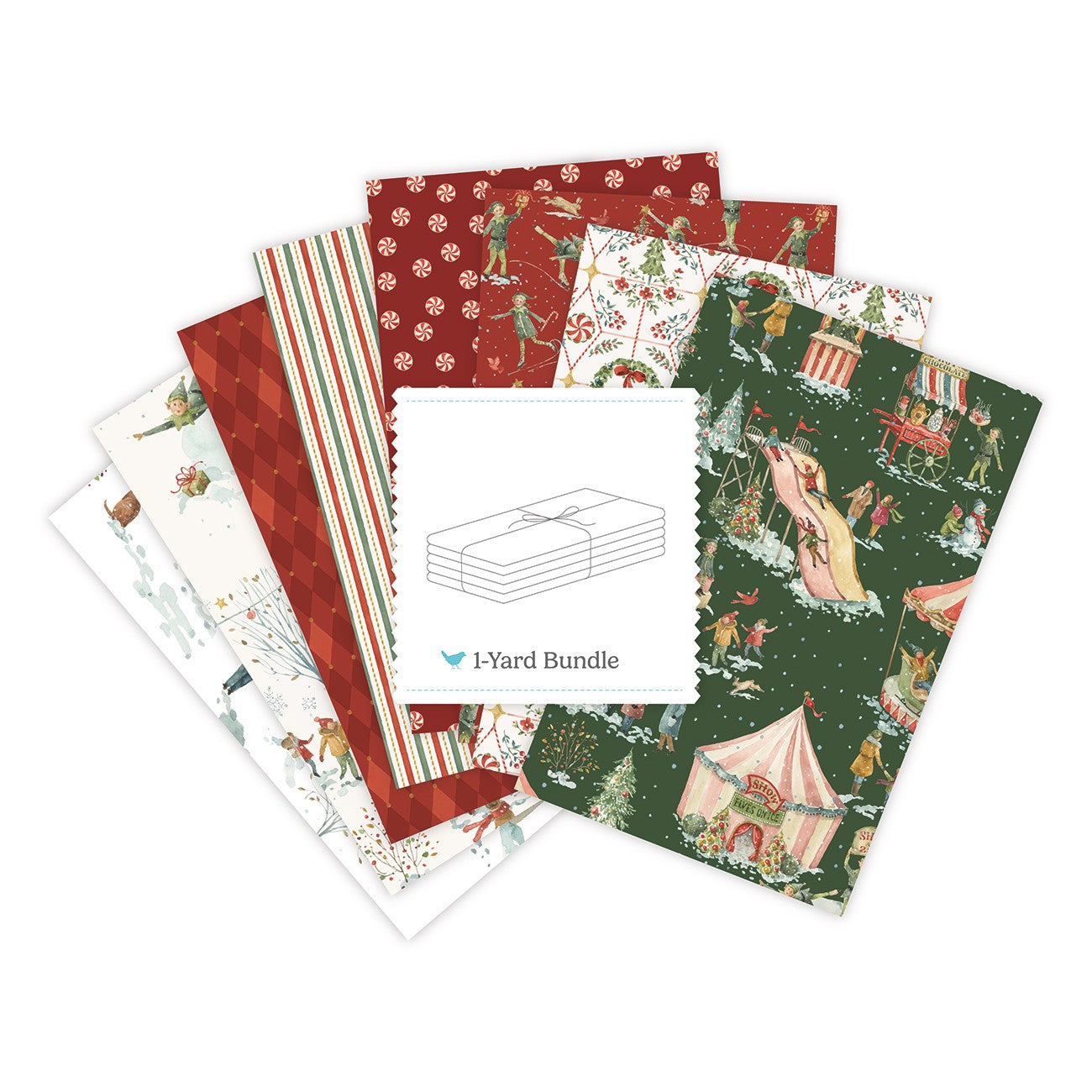 Santa's Fair 1 Yard Bundle Green, 8 Pcs.