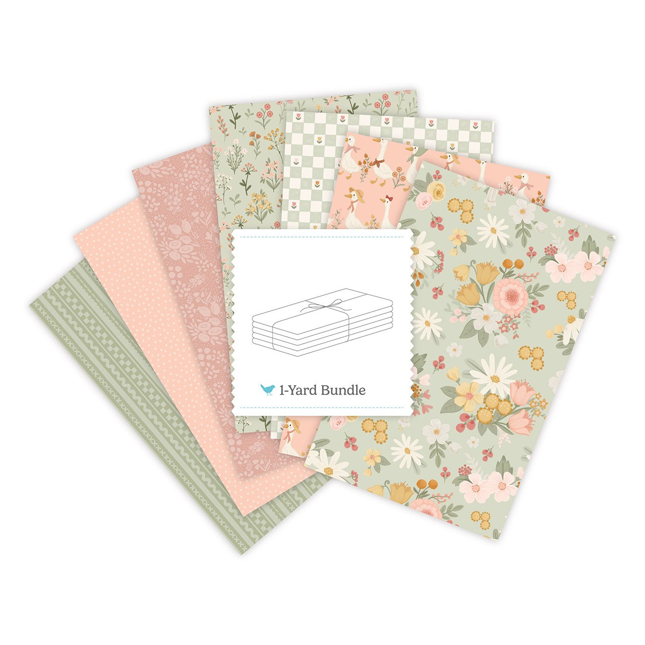 Silly Goose 1 Yard Bundle Green, 7 Pcs.
