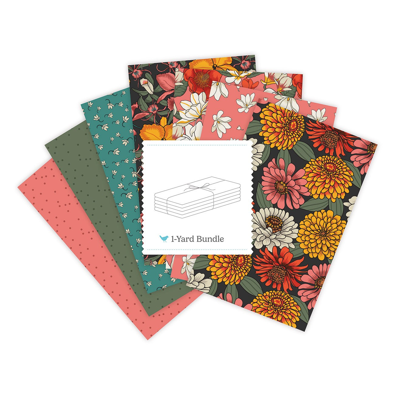 Southern Bloom 1 Yard Bundle Black, 7 Pcs.