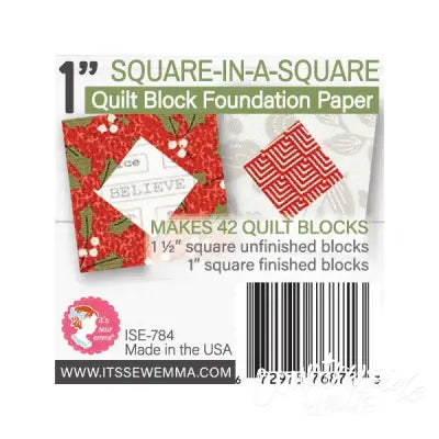 1in Square in a Square Quilt Block Foundation Paper