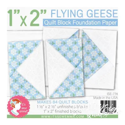1in x 2in Flying Geese Quilt Block Foundation Paper