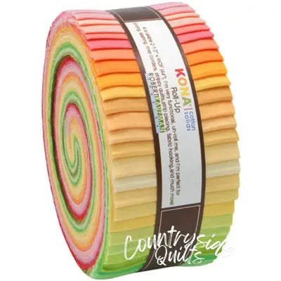 2-1/2in Strips Roll Up Kona Solids Sunrise Palette 43pcs