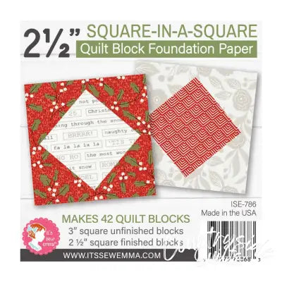 2.5in Square in a Square Quilt Block Foundation Paper