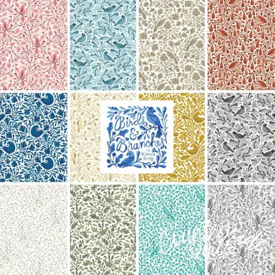 2.5in Strips, Birds & Branches Muted, 40pcs/bundle Organic