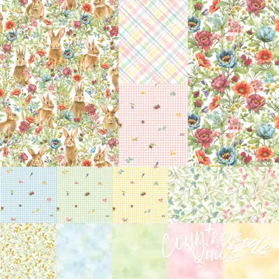 2.5in Strips Bunnies & Blooms, 40pcs/bundle