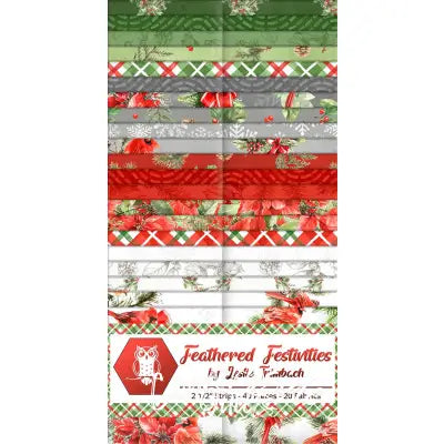 2.5in Strips Feathered Festivities 40pcs 2pcs of Each Print
