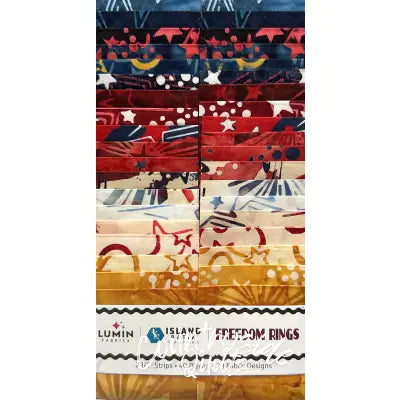 2.5in Strips Freedom Rings 40pcs 2 Pieces of Each Print