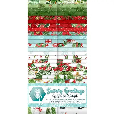 2.5in Strips Snowy Greetings 40pcs 2pcs of Each Print