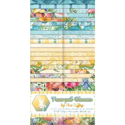 2.5in Strips Tranquil Blooms 40pcs 2-4pcs of Each Print