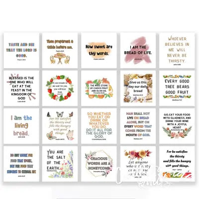 20 Precut Food-themed Bible Verse Quilt Squares 5in