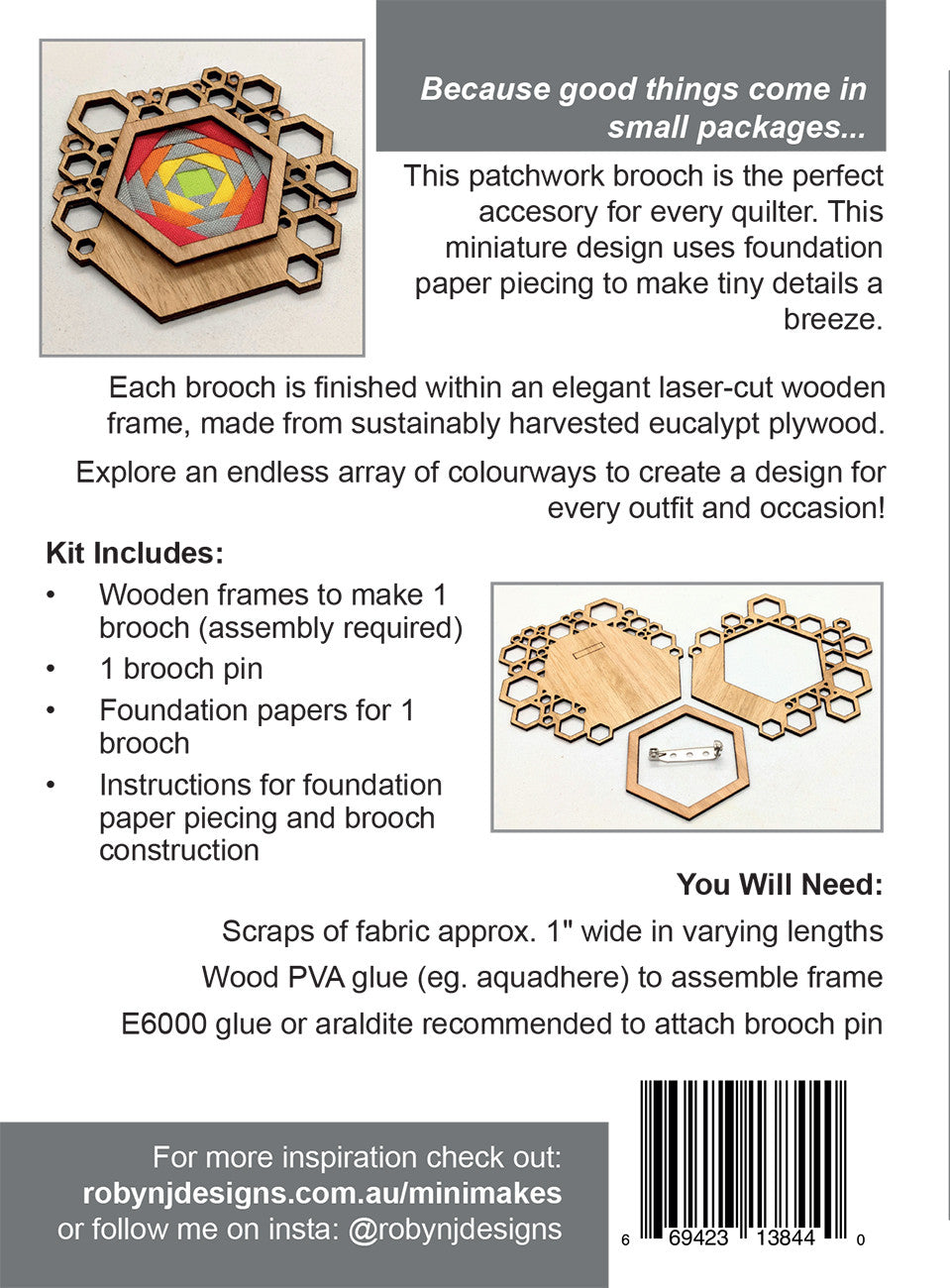 Mini Makes Brooch Hex Eucalypt