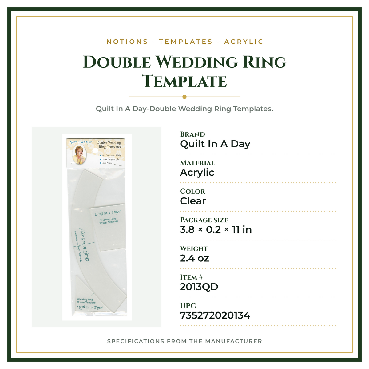 Product Specifications – Double Wedding Ring Template