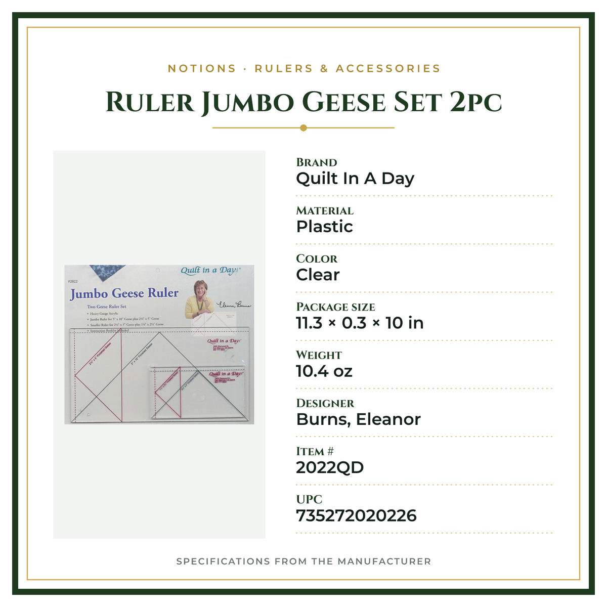 Product Specifications – Ruler Jumbo Geese Set 2pc