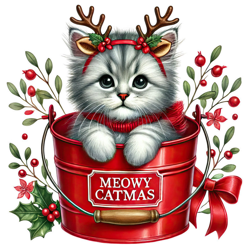 Meowy Christmas Fabric Panel 14