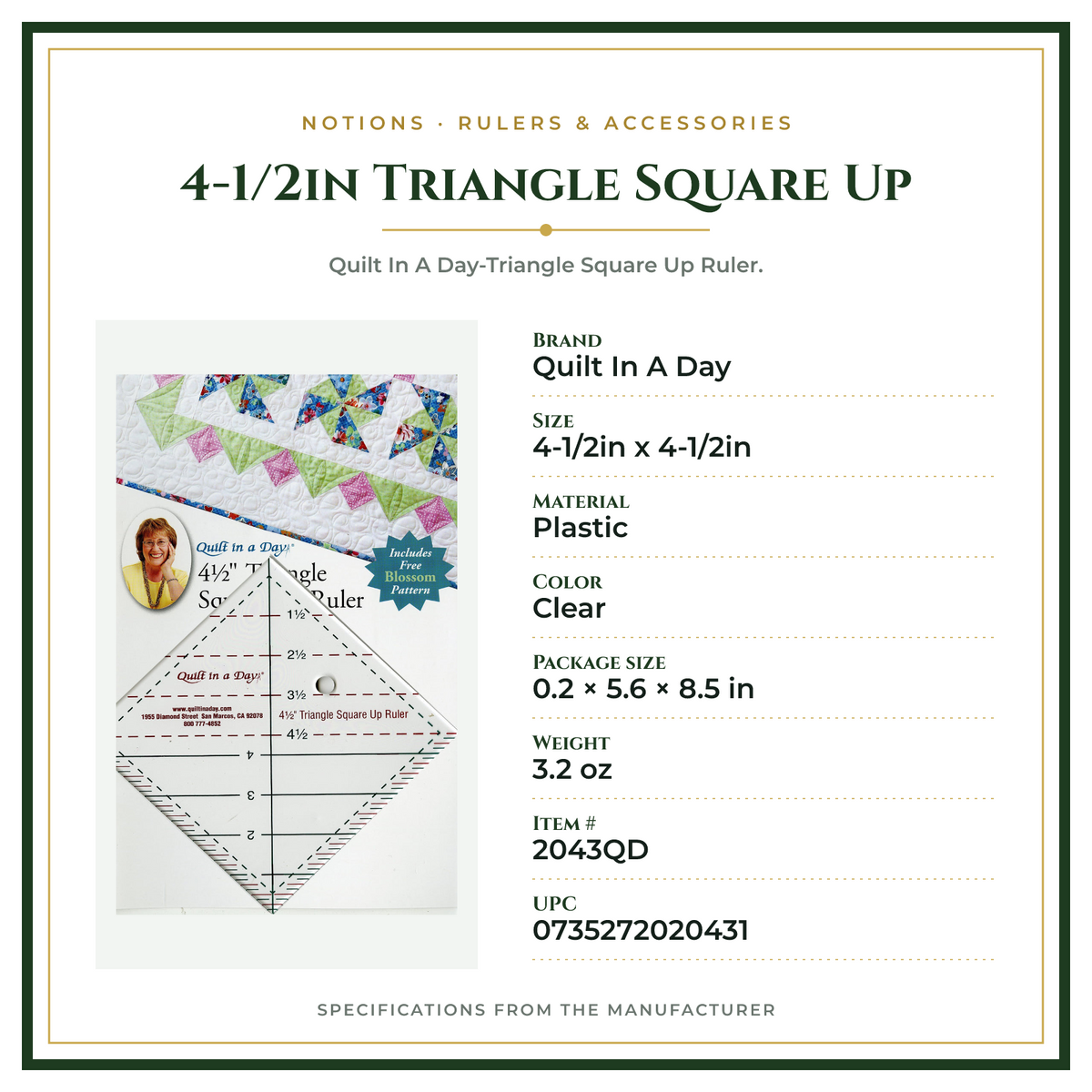 Product Specifications – 4-1/2in Triangle Square Up