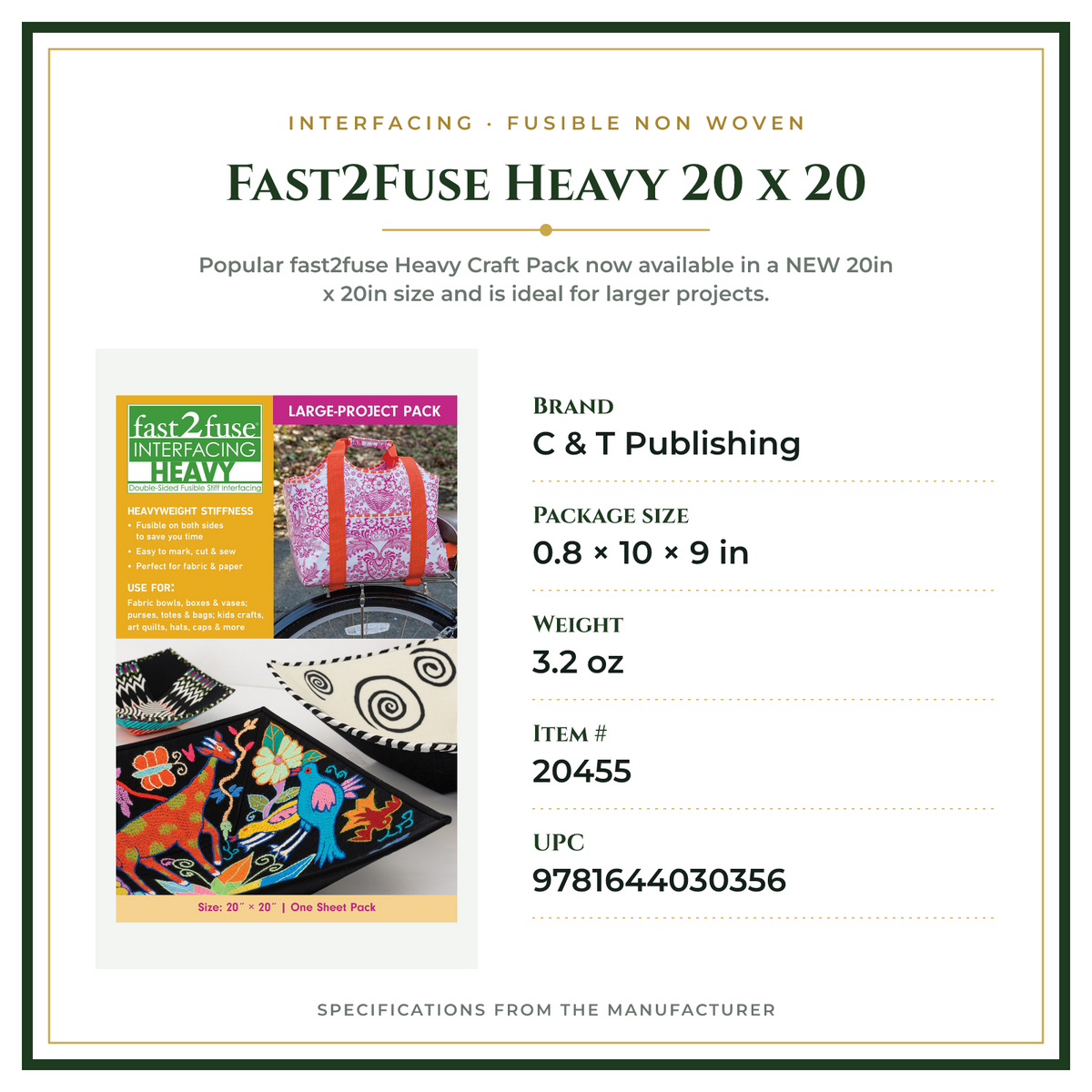 Product Specifications – Fast2Fuse Heavy 20 x 20