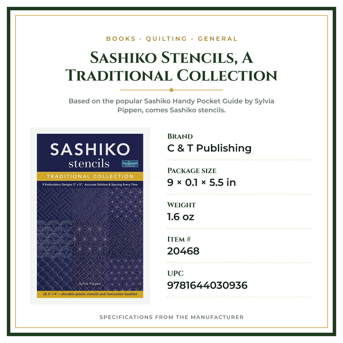 Product Specifications – Sashiko Stencils, A Traditional Collection