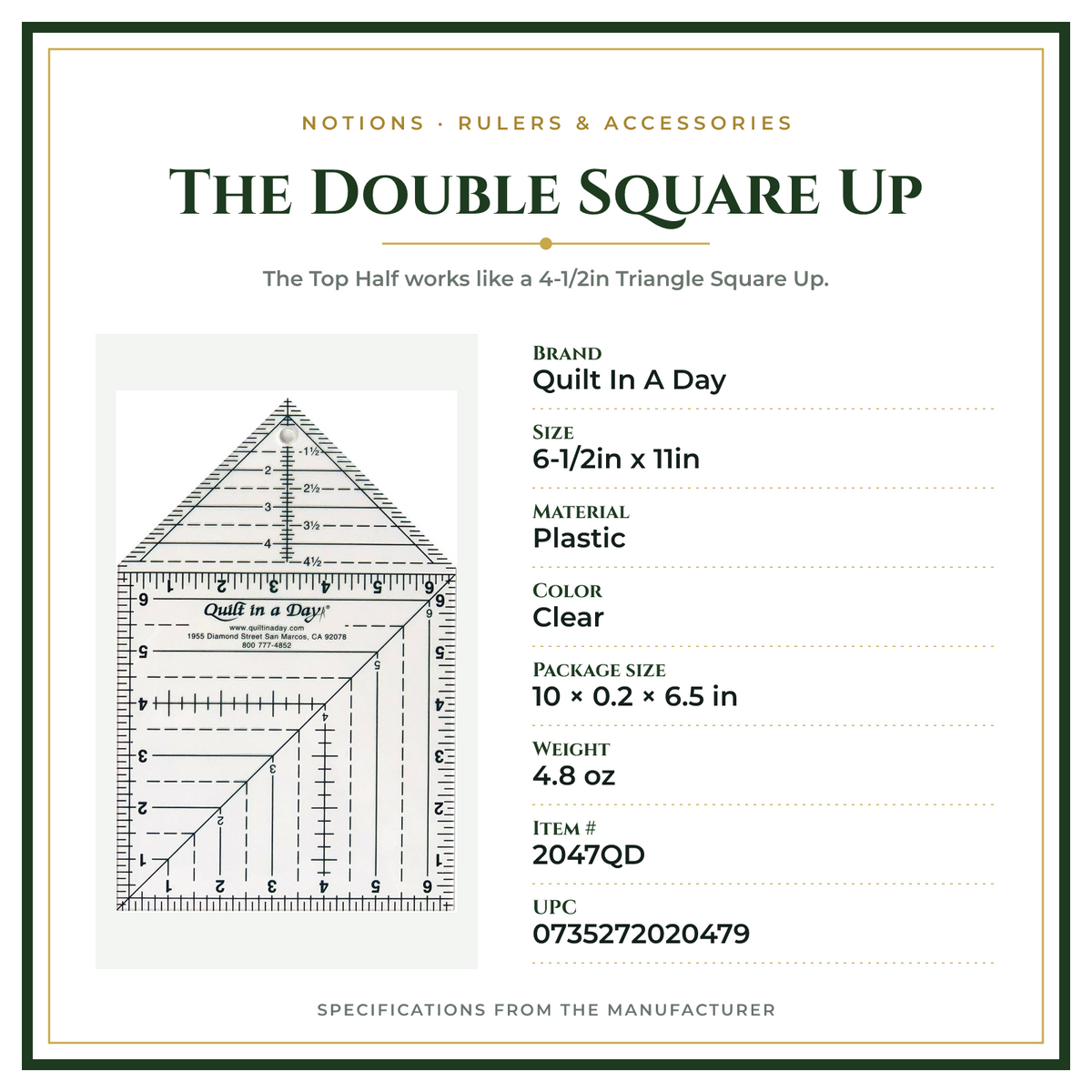 Product Specifications – The Double Square Up
