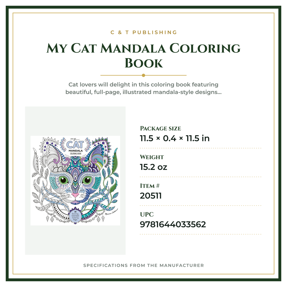 Product Specifications – My Cat Mandala Coloring Book