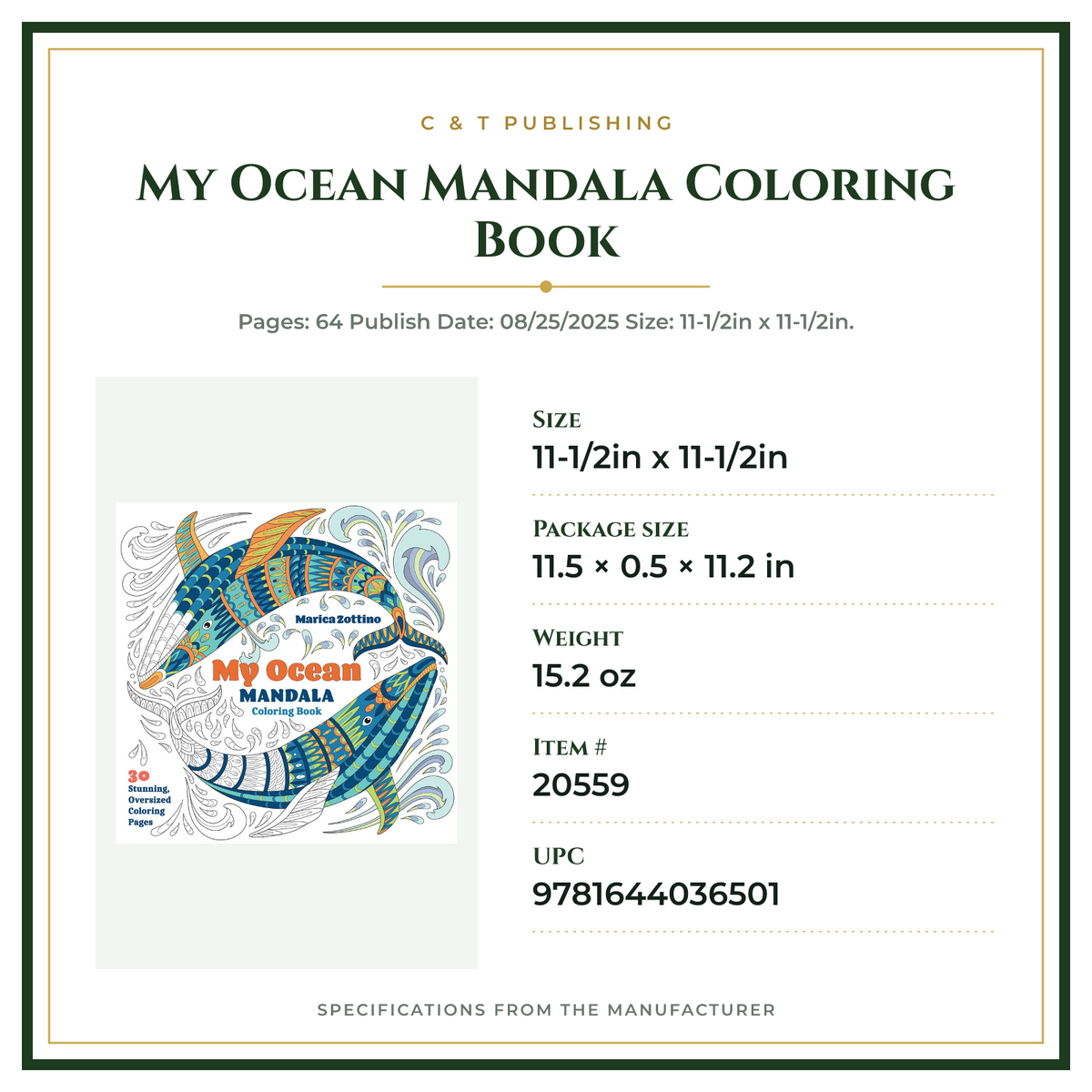 Product Specifications – My Ocean Mandala Coloring Book
