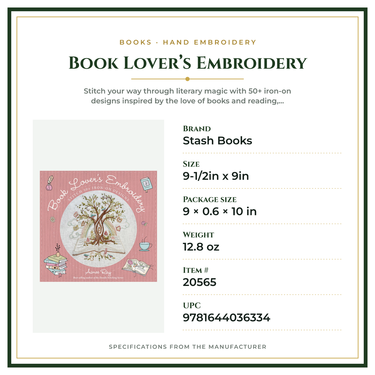 Product Specifications – Book Lover’s Embroidery