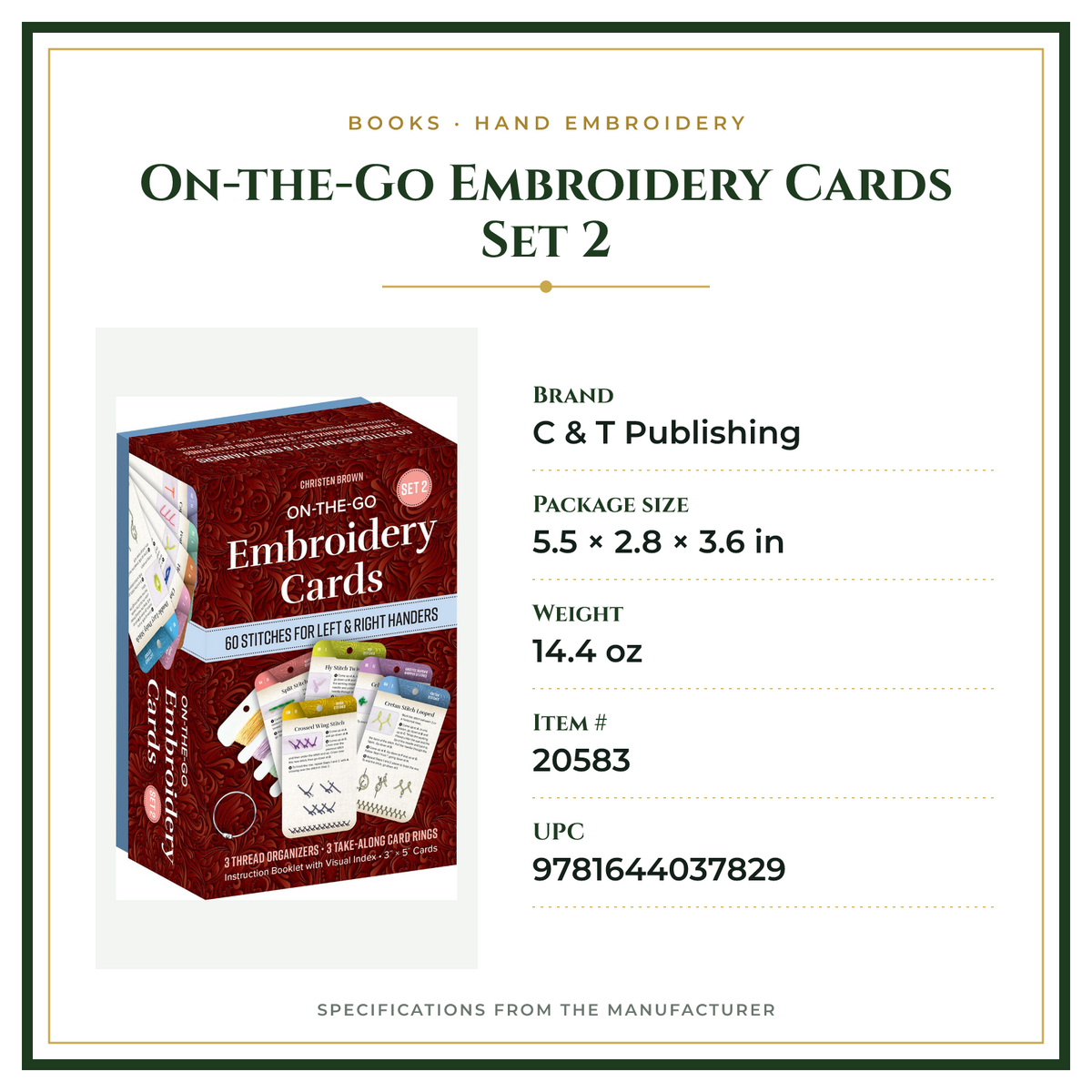 Product Specifications – On-the-Go Embroidery Cards Set 2