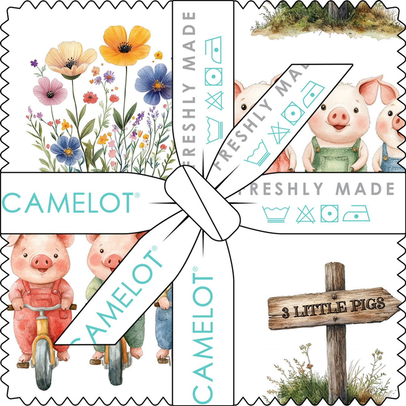 5in Squares Three Little Pigs, 42pcs/bundle