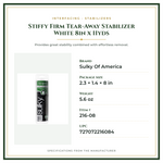 Product Specifications – Stiffy Firm Tear-Away Stabilizer White 8in x 11yds