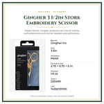 Product Specifications – Gingher 3 1/2in Stork Embroidery Scissor