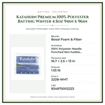 Product Specifications – Katahdin Premium 100% Polyester Batting Winter 4.5oz 94in x 96in