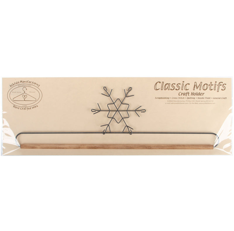 16in Snowflake Holder With Dowel Grey Tex