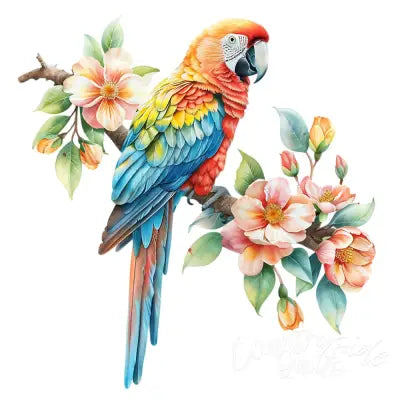 Watercolor Birds on a Branch Fabric Fabric Panel 34