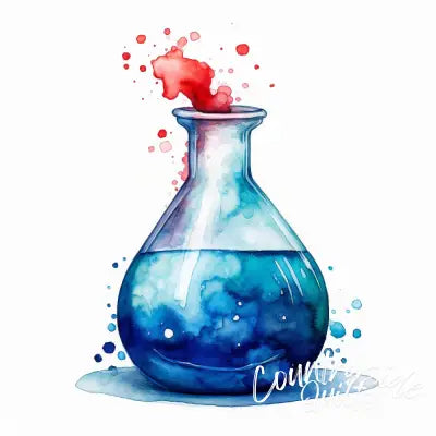 Watercolor Chemical Flask Fabric Panel 10